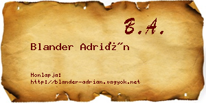 Blander Adrián névjegykártya